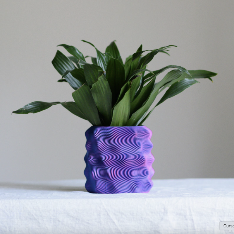 Fire Planter - planter with dramatic wavy fire texture